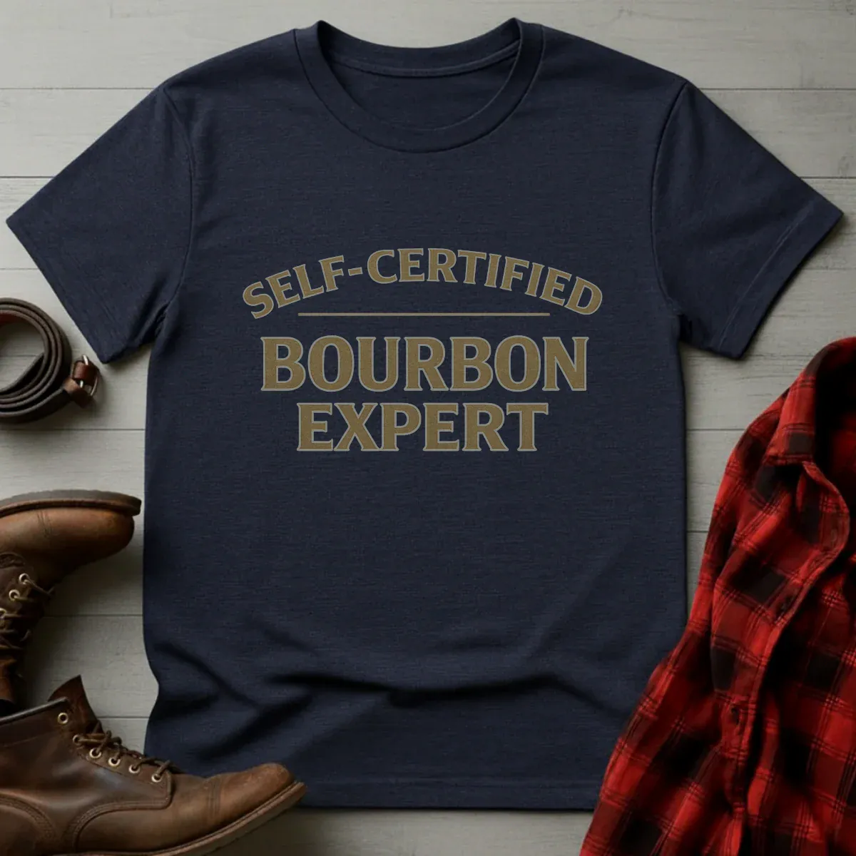 Self-Certified Bourbon Expert Typography T-Shirt