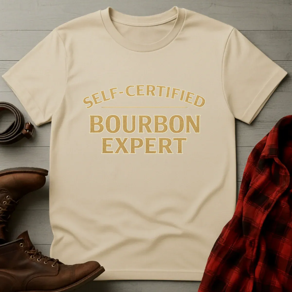 Self-Certified Bourbon Expert Typography T-Shirt