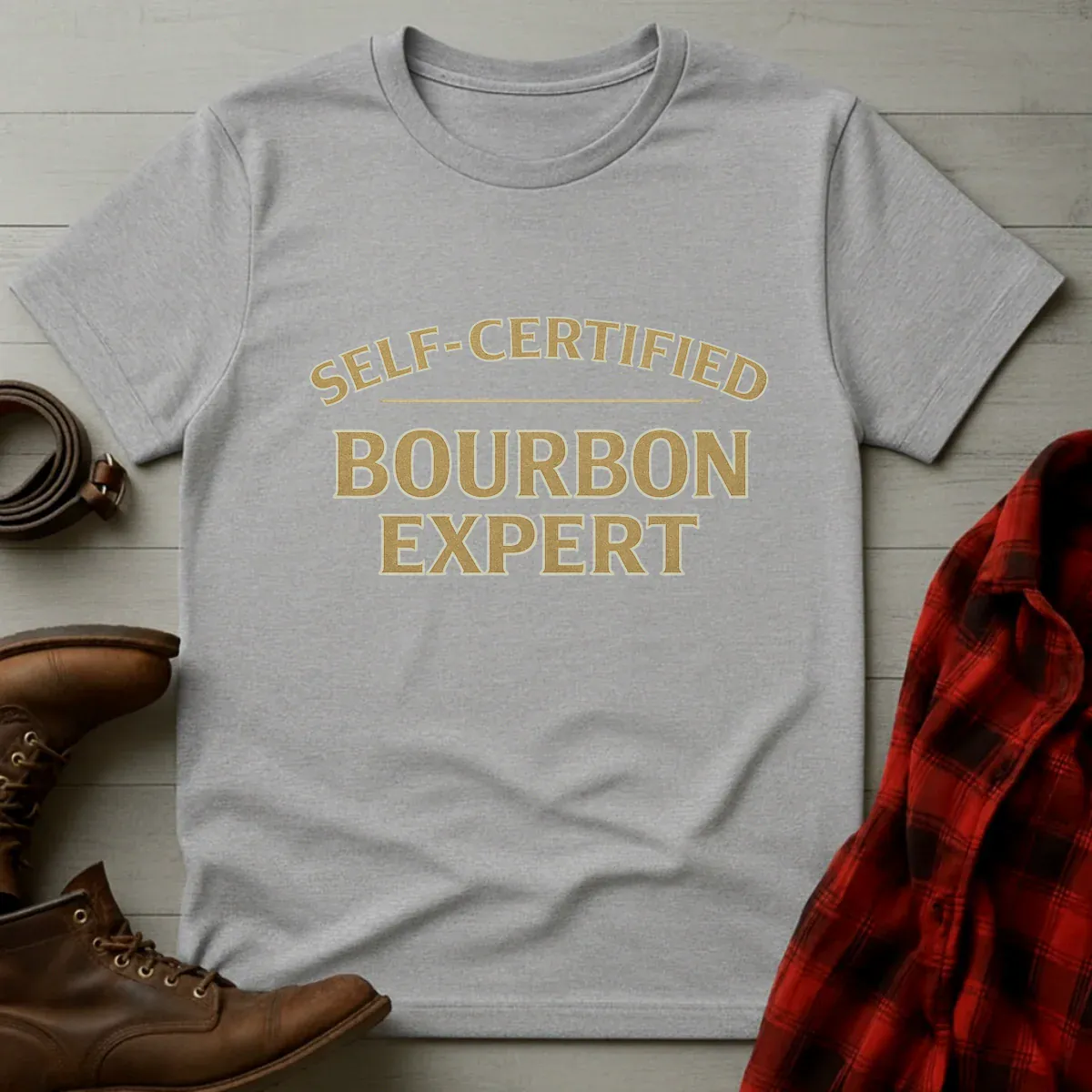 Self-Certified Bourbon Expert Typography T-Shirt