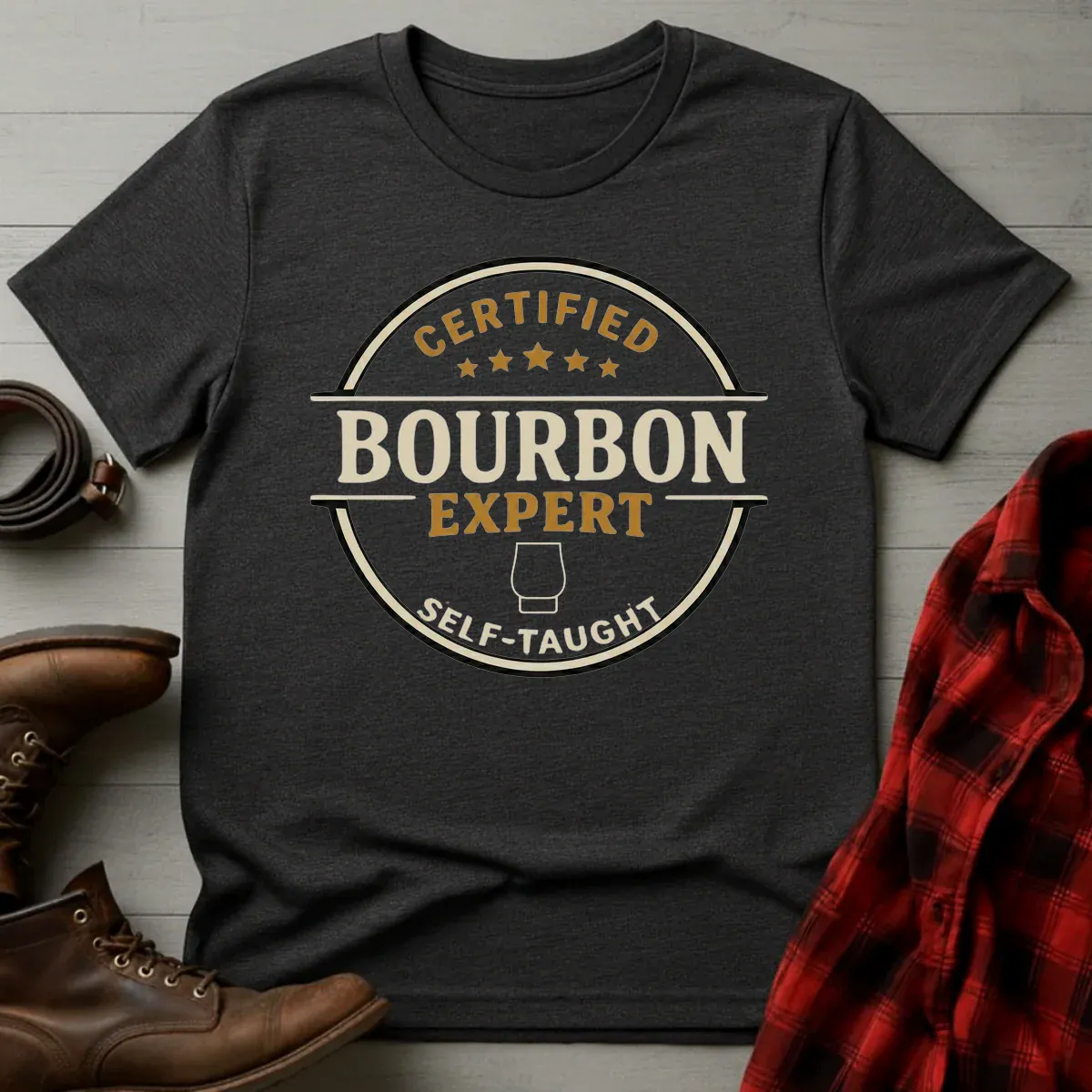 Self-Taught Certified Bourbon Expert Badge T-Shirt