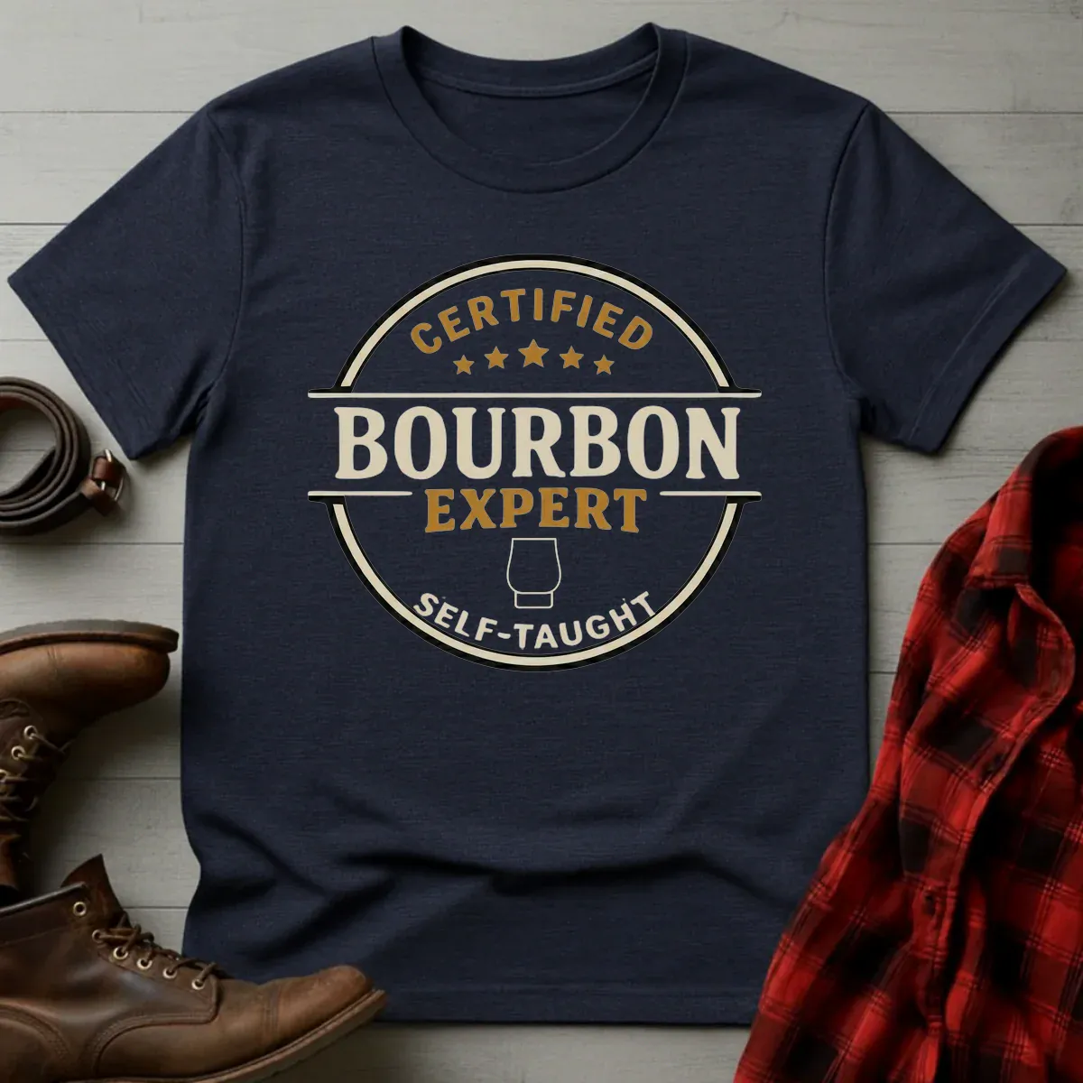 Self-Taught Certified Bourbon Expert Badge T-Shirt