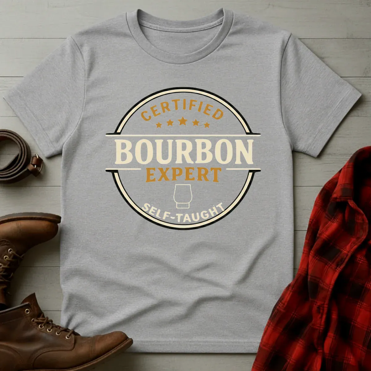 Self-Taught Certified Bourbon Expert Badge T-Shirt
