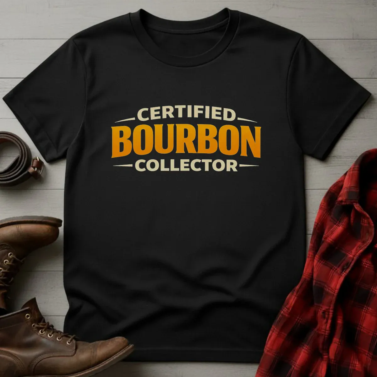 Certified Bourbon Collector Typography T-Shirt