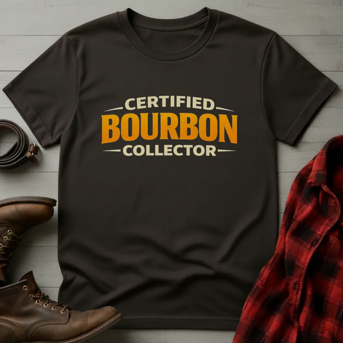 Certified Bourbon Collector Typography T-Shirt