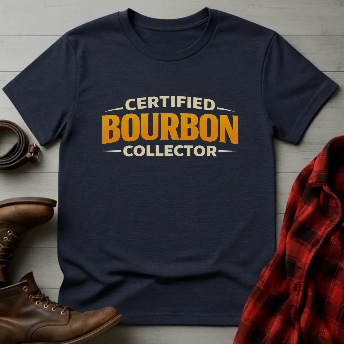 Certified Bourbon Collector Typography T-Shirt