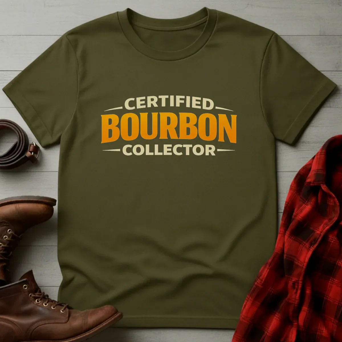 Certified Bourbon Collector Typography T-Shirt