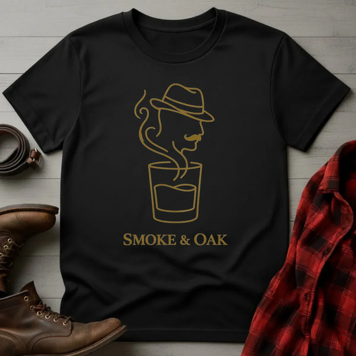 Smoke and Oak Minimal Whiskey Glass T-Shirt