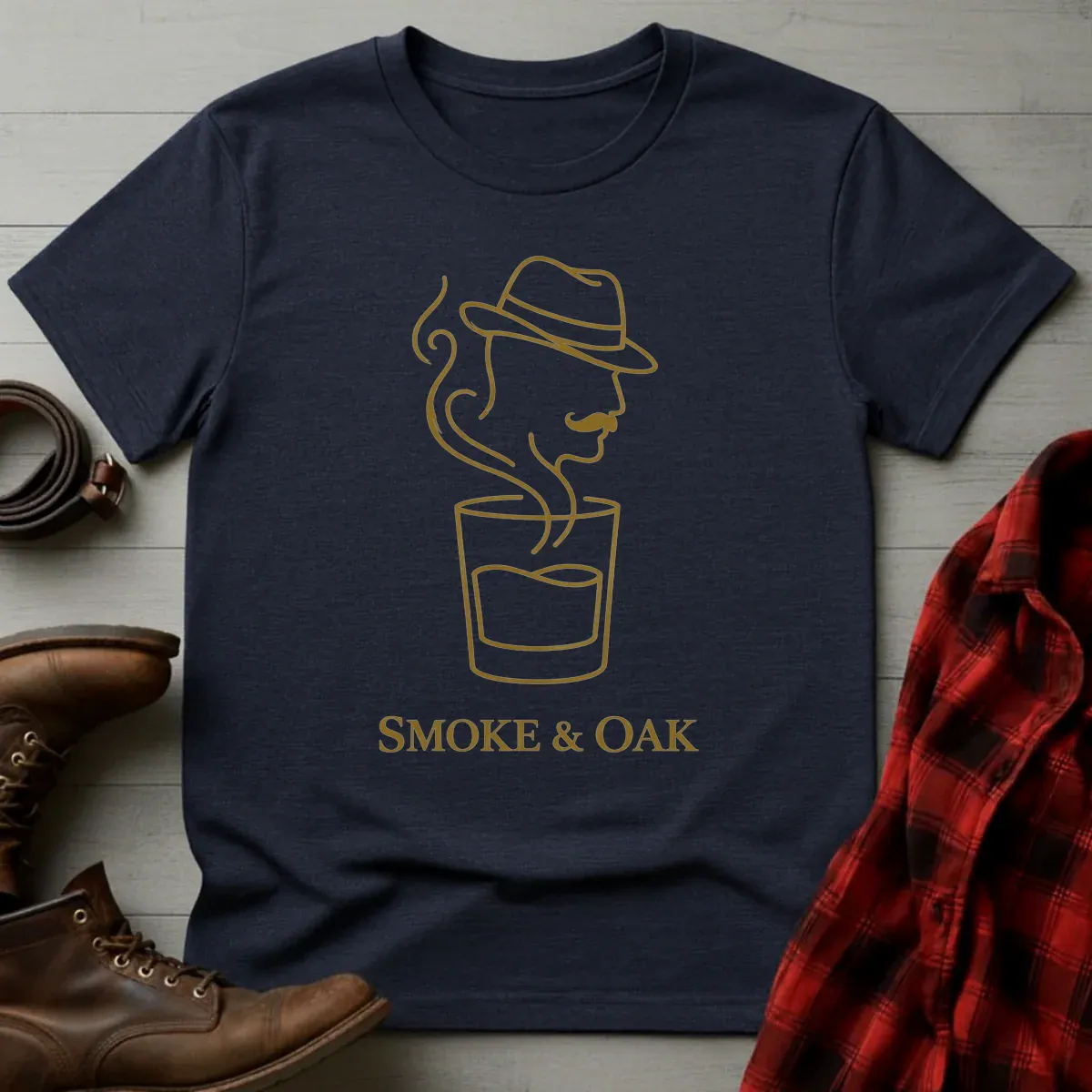 Smoke and Oak Minimal Whiskey Glass T-Shirt