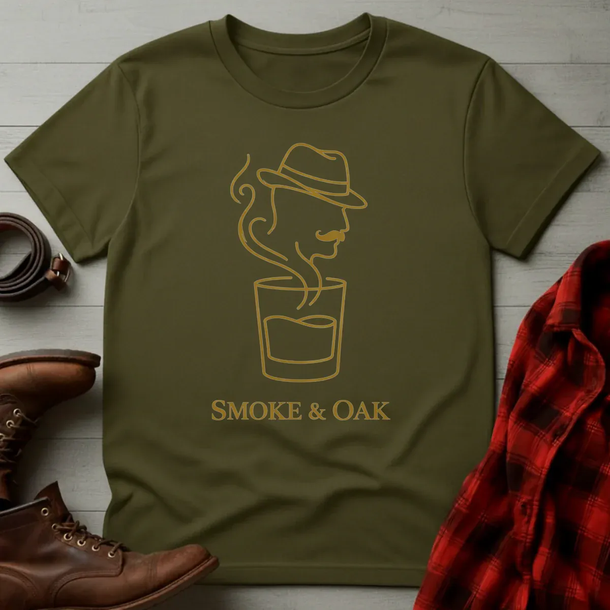 Smoke and Oak Minimal Whiskey Glass T-Shirt