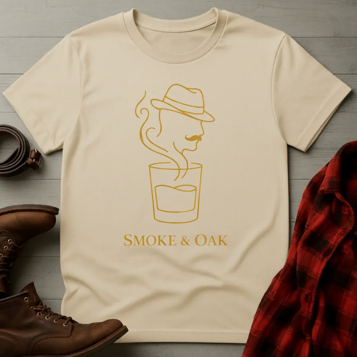 Smoke and Oak Minimal Whiskey Glass T-Shirt