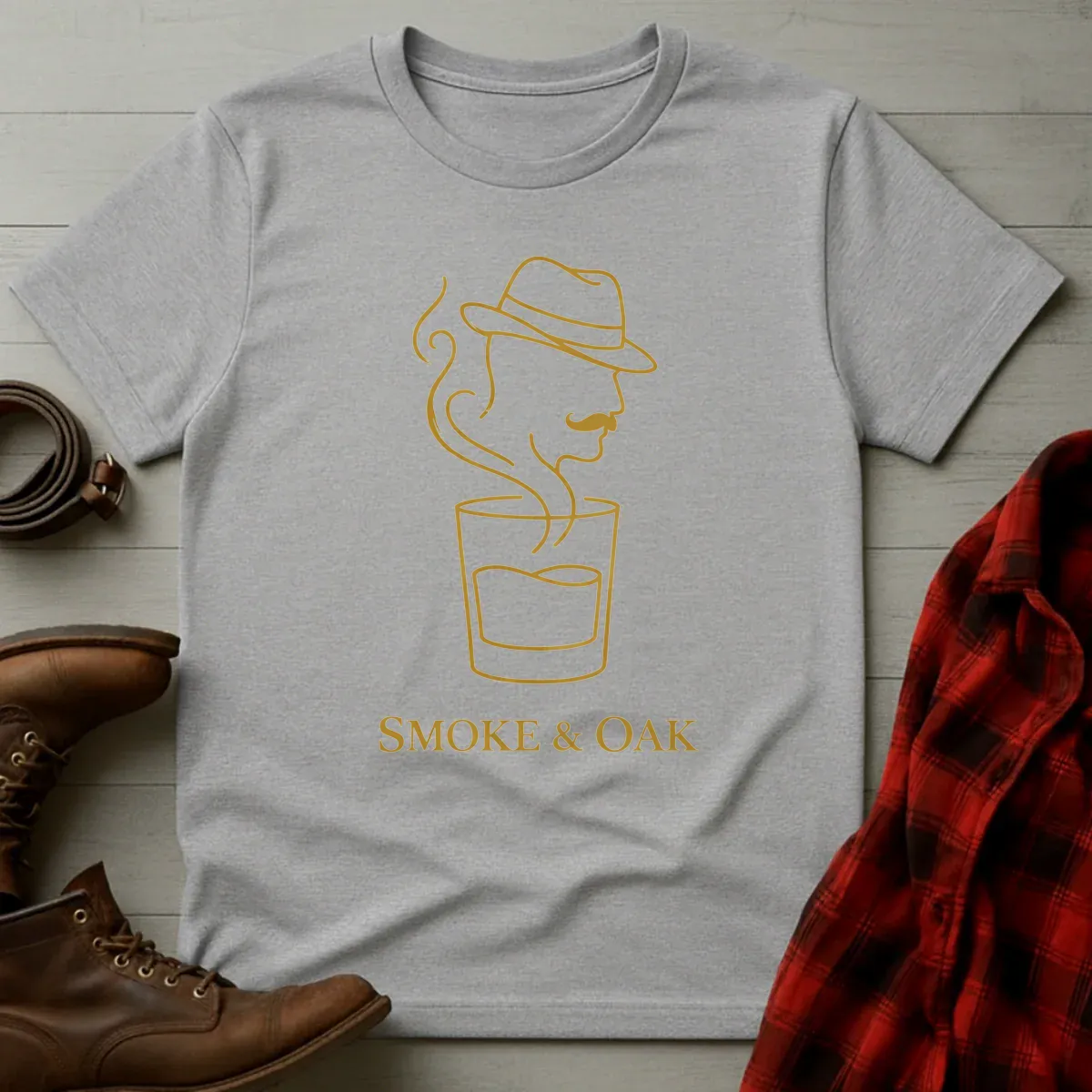 Smoke and Oak Minimal Whiskey Glass T-Shirt