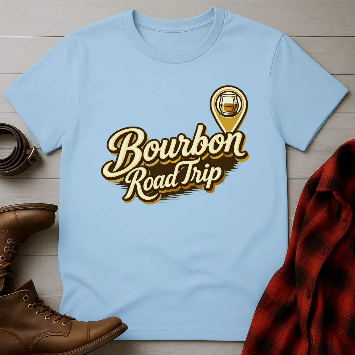 Bourbon Road Trip Map Pin T-Shirt
