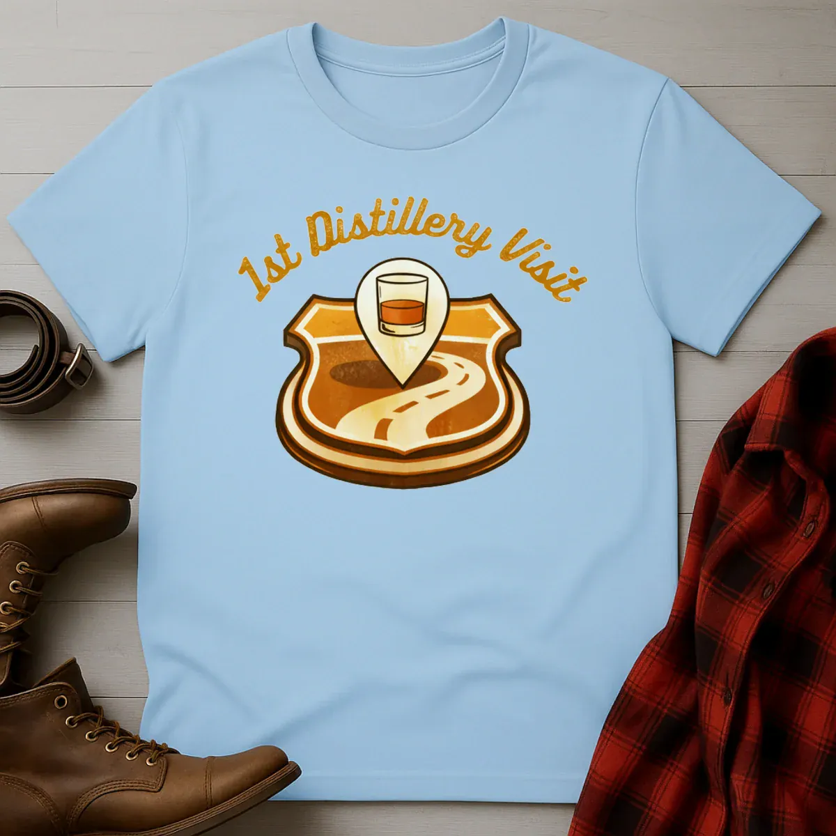 1st Distillery Visit Bourbon Map Pin T-Shirt