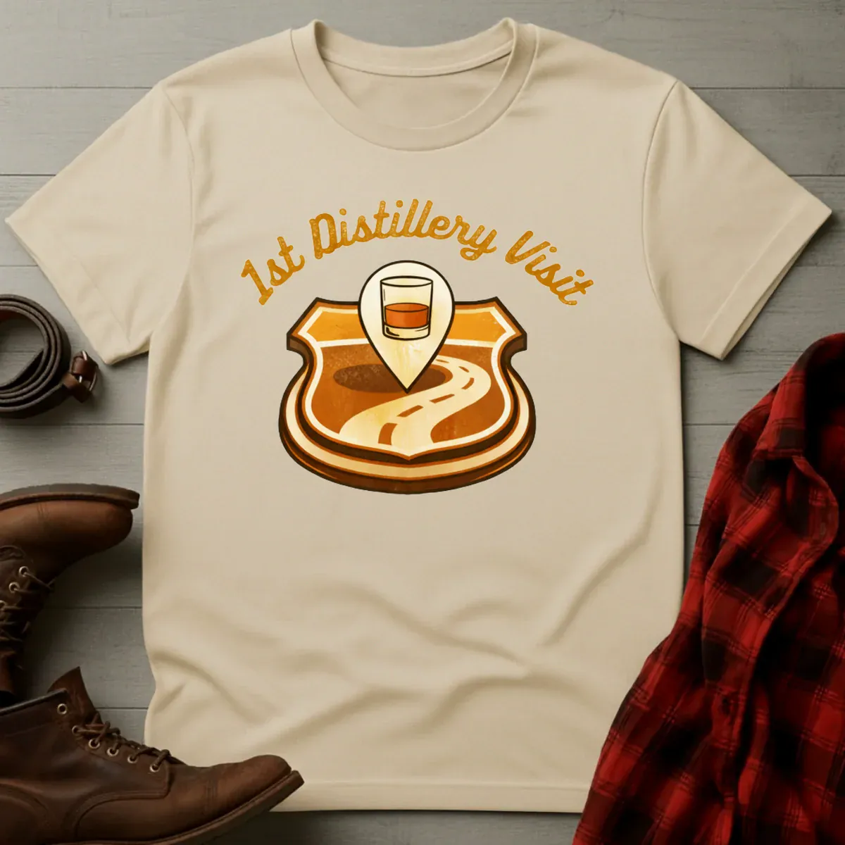 1st Distillery Visit Bourbon Map Pin T-Shirt