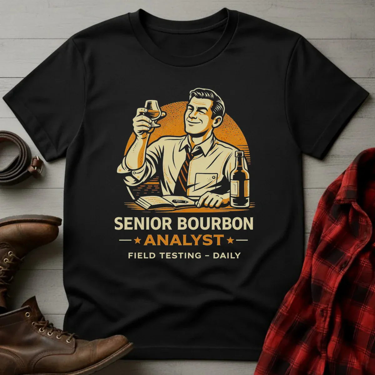 Senior Bourbon Analyst Retro Mascot T-Shirt