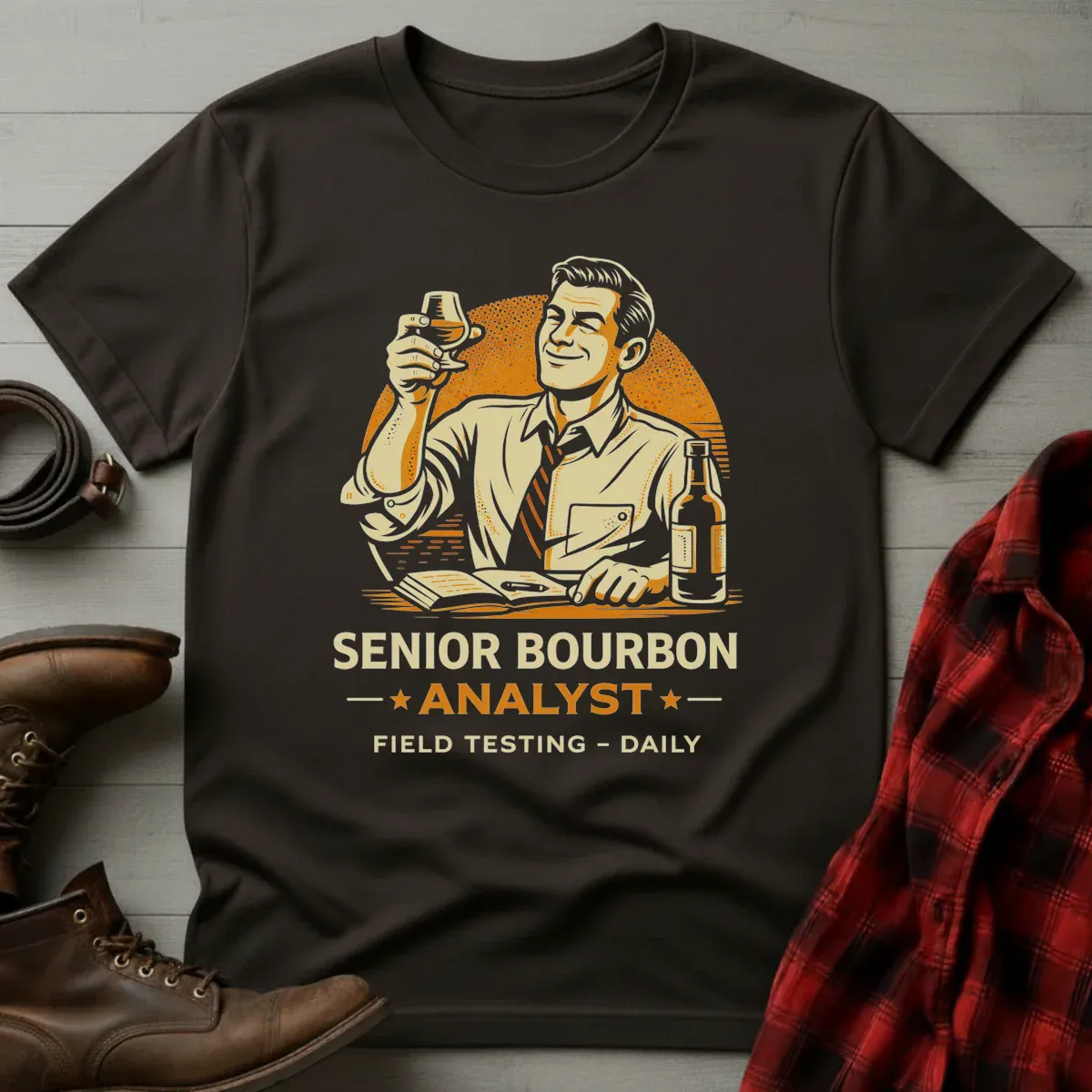 Senior Bourbon Analyst Retro Mascot T-Shirt