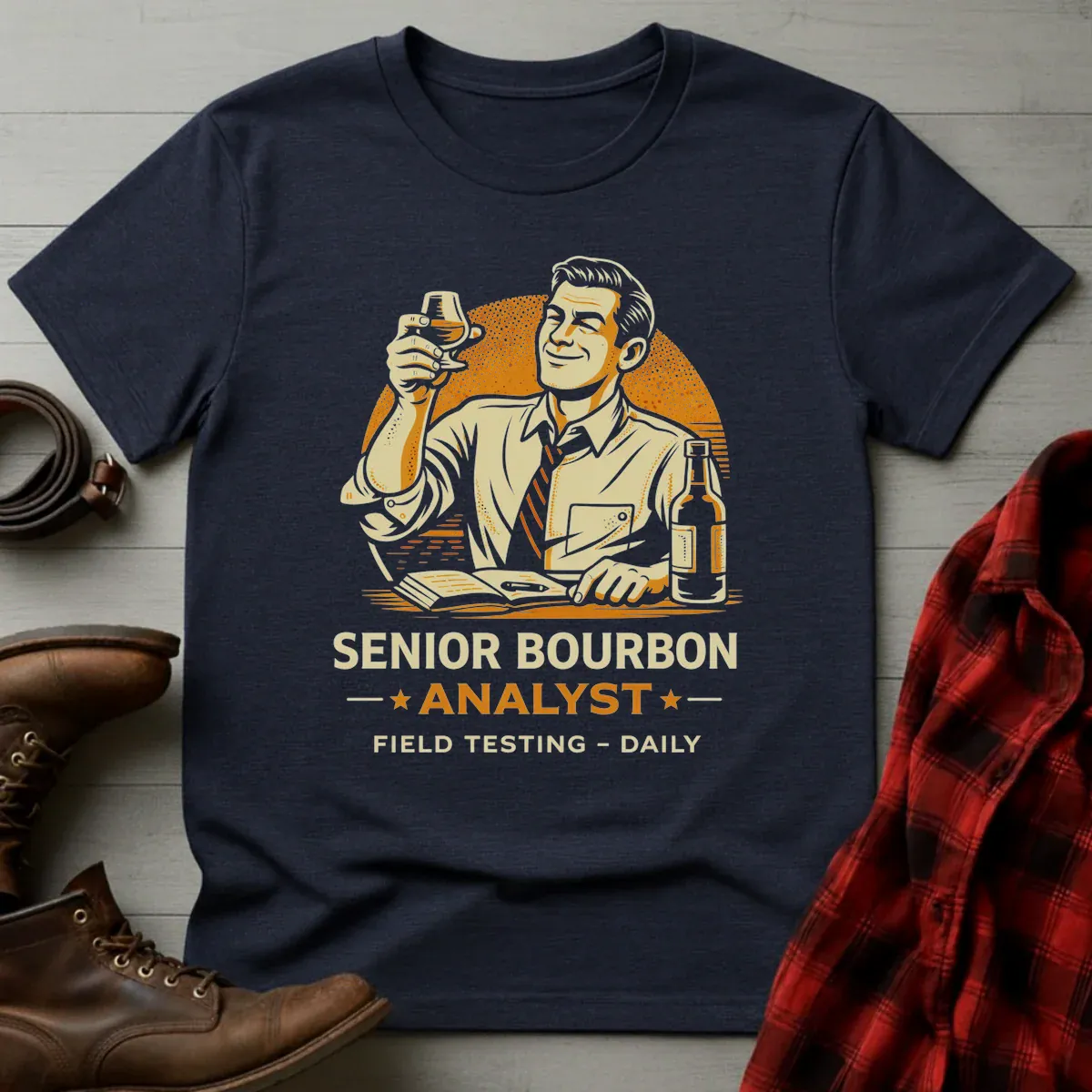Senior Bourbon Analyst Retro Mascot T-Shirt