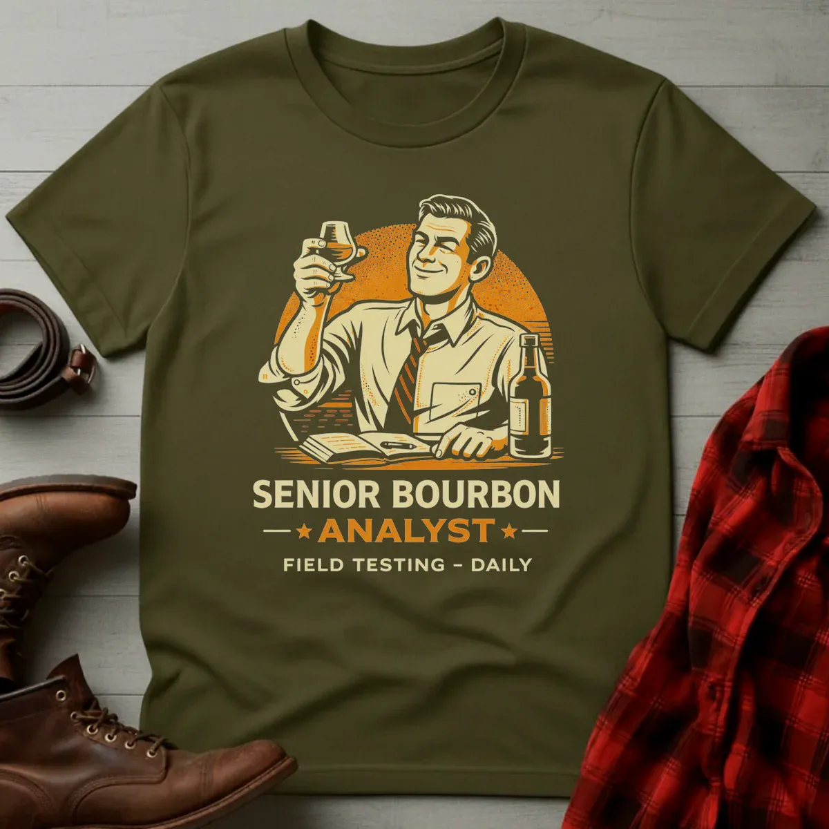 Senior Bourbon Analyst Retro Mascot T-Shirt