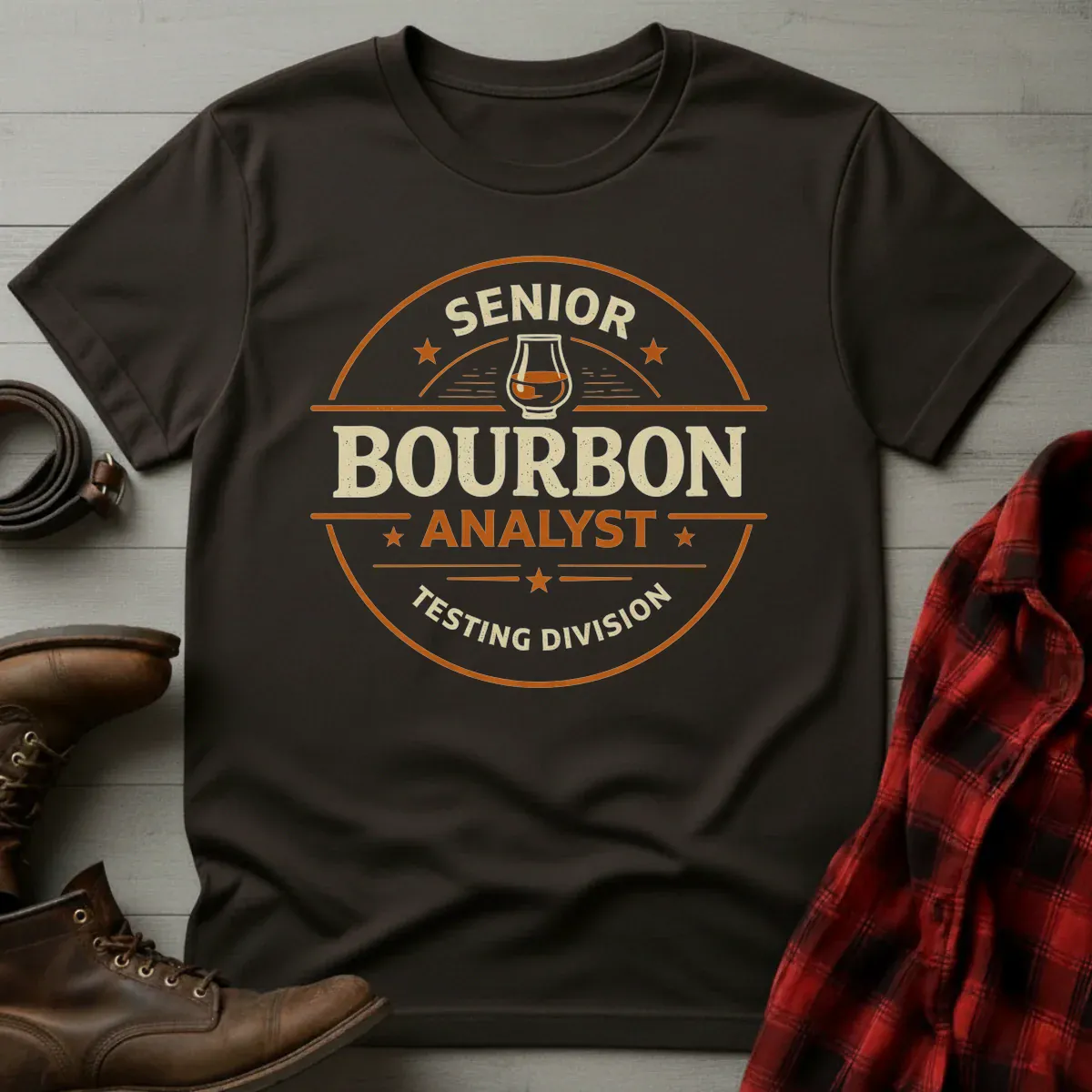 Senior Bourbon Analyst Testing Division Badge T-Shirt