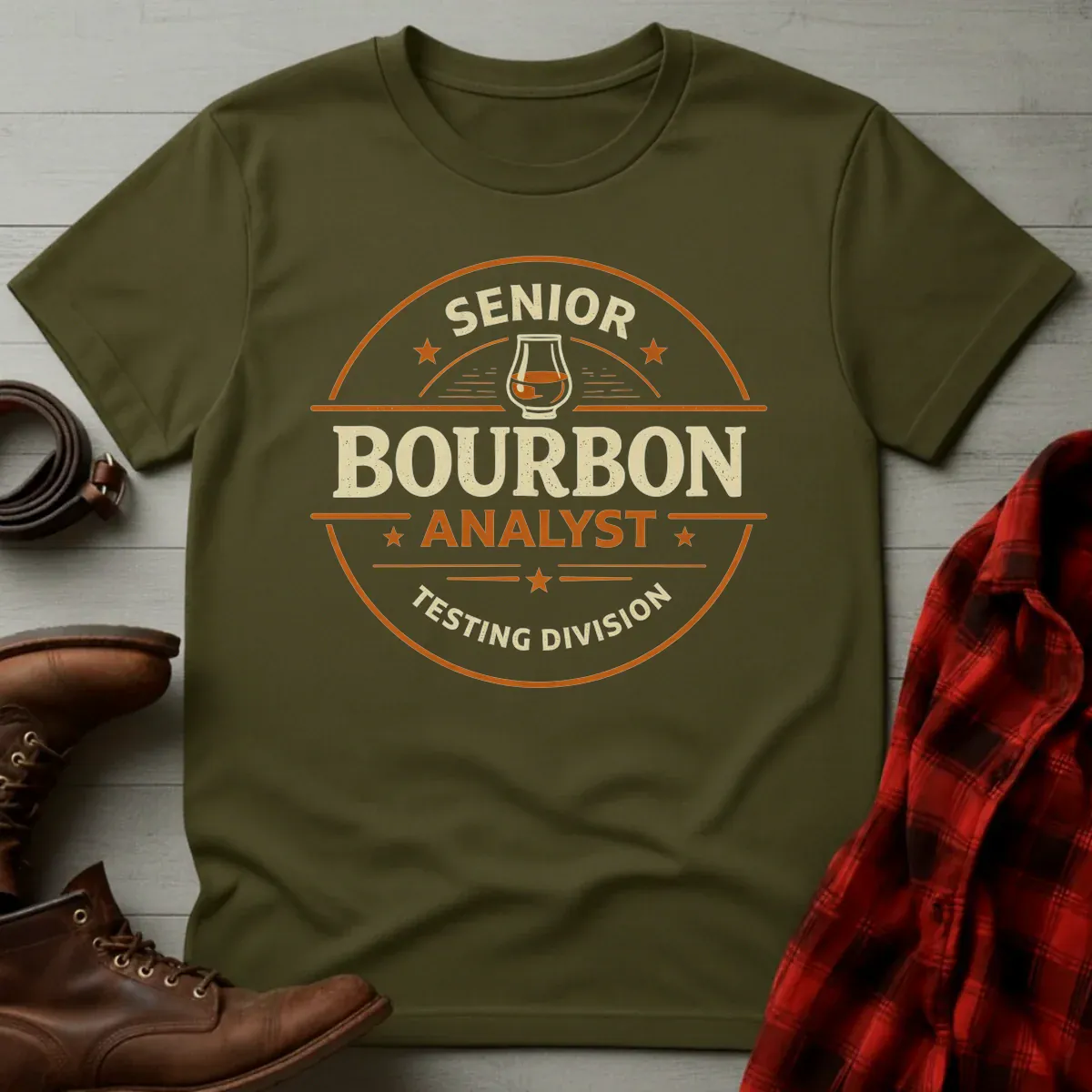 Senior Bourbon Analyst Testing Division Badge T-Shirt