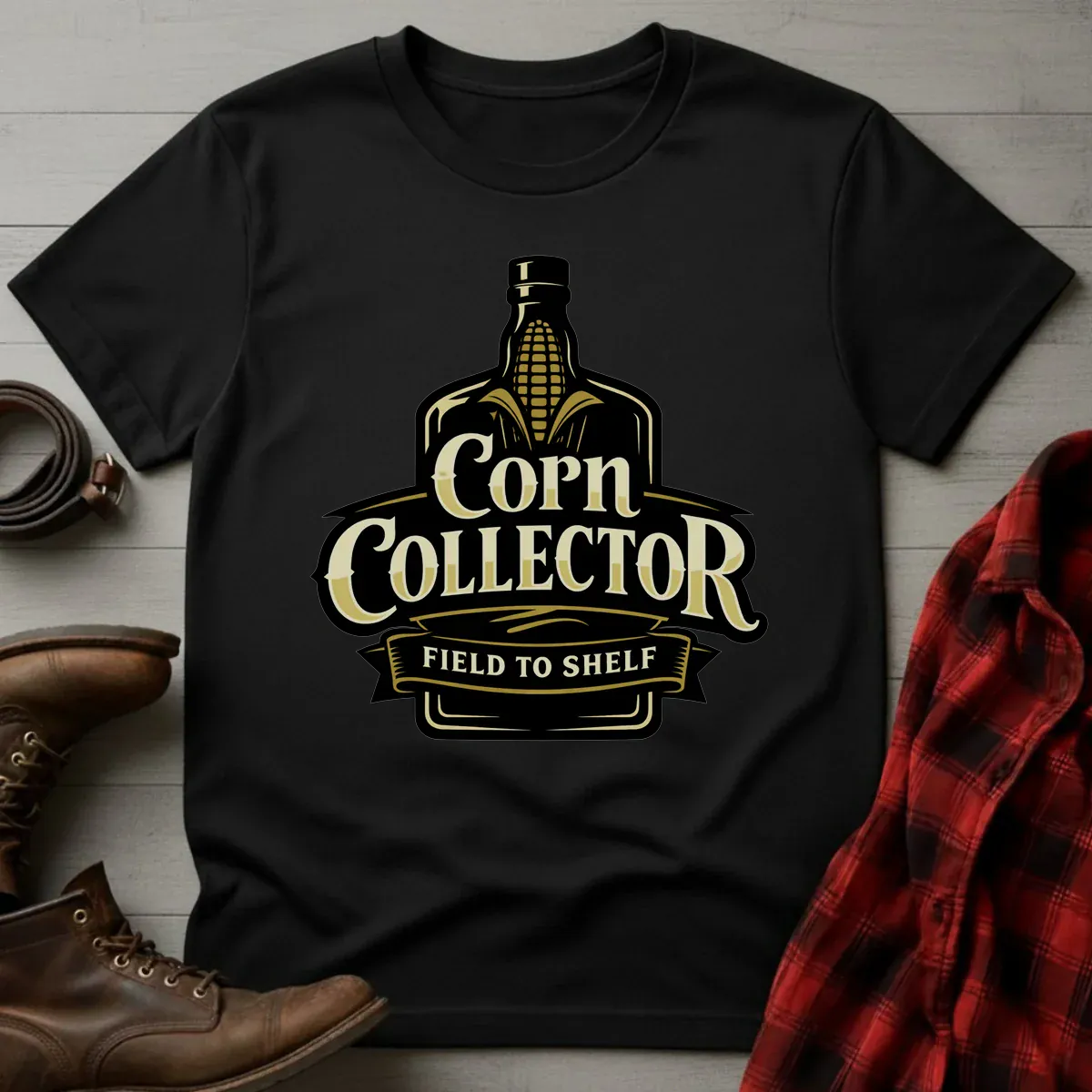 Corn Collector Field to Shelf Whiskey T-Shirt