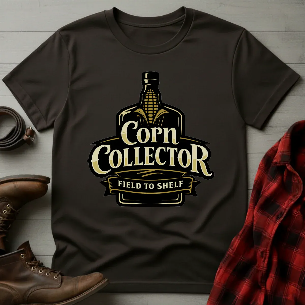 Corn Collector Field to Shelf Whiskey T-Shirt