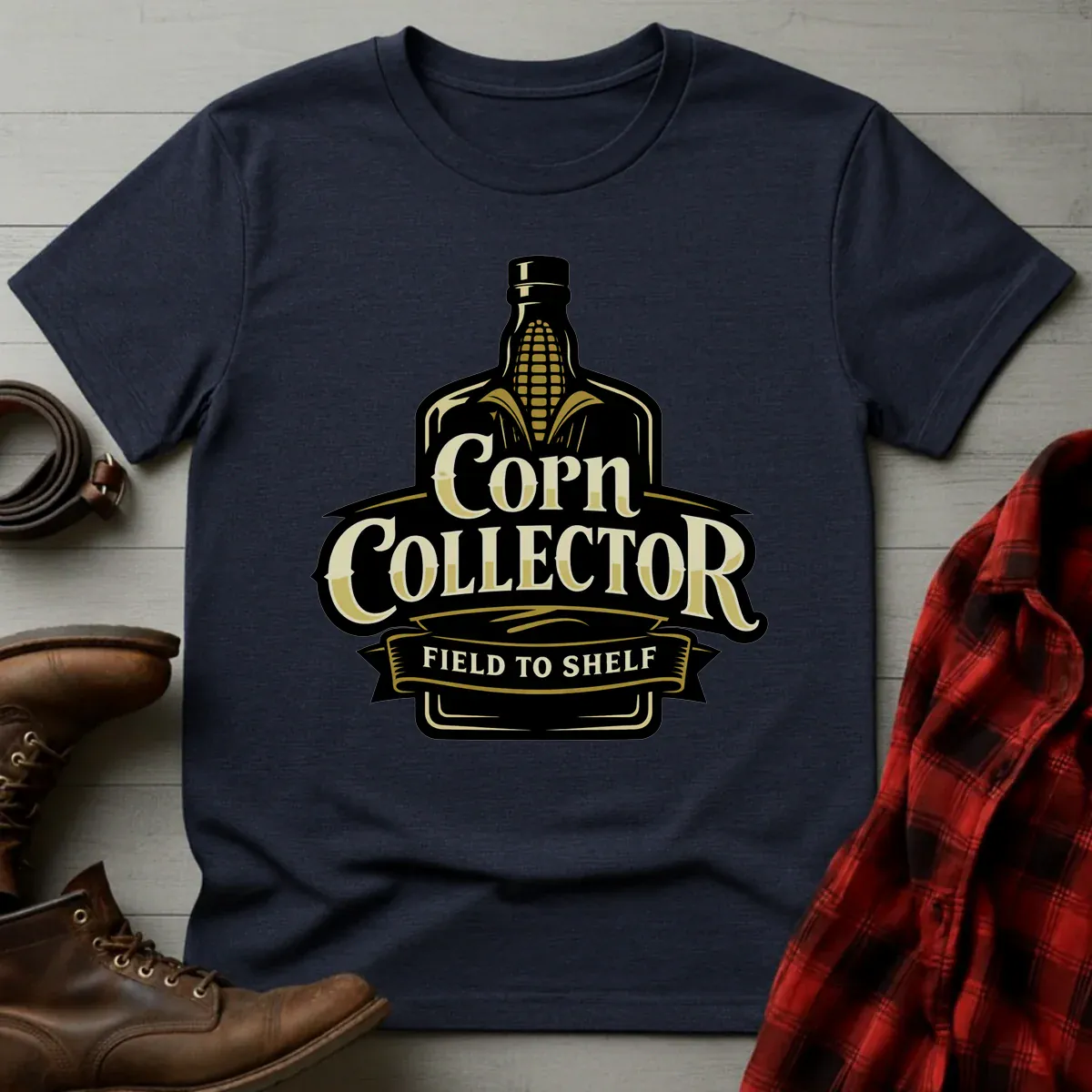 Corn Collector Field to Shelf Whiskey T-Shirt