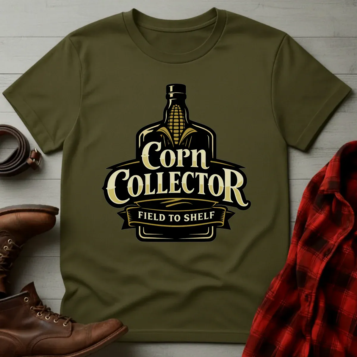 Corn Collector Field to Shelf Whiskey T-Shirt