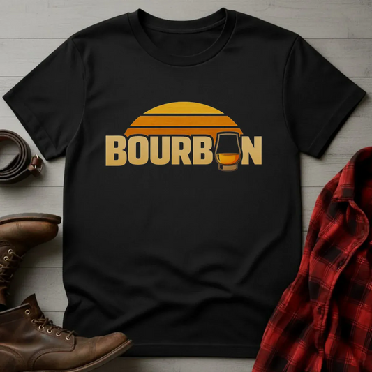 Bourbon Sunset Glass Retro T-Shirt