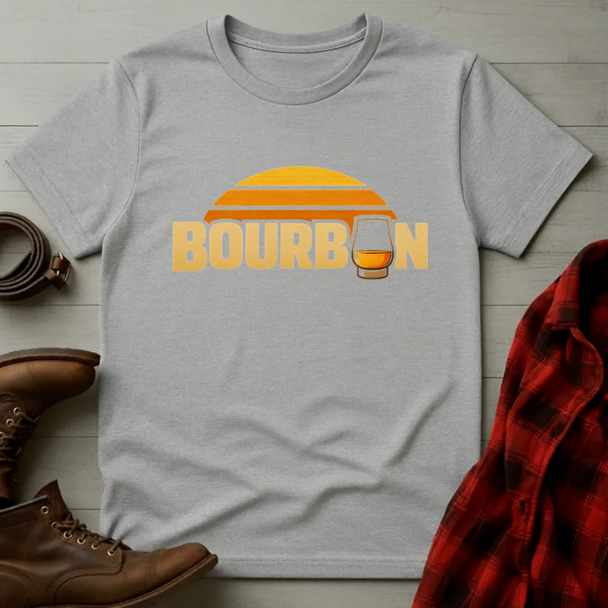 Bourbon Sunset Glass Retro T-Shirt