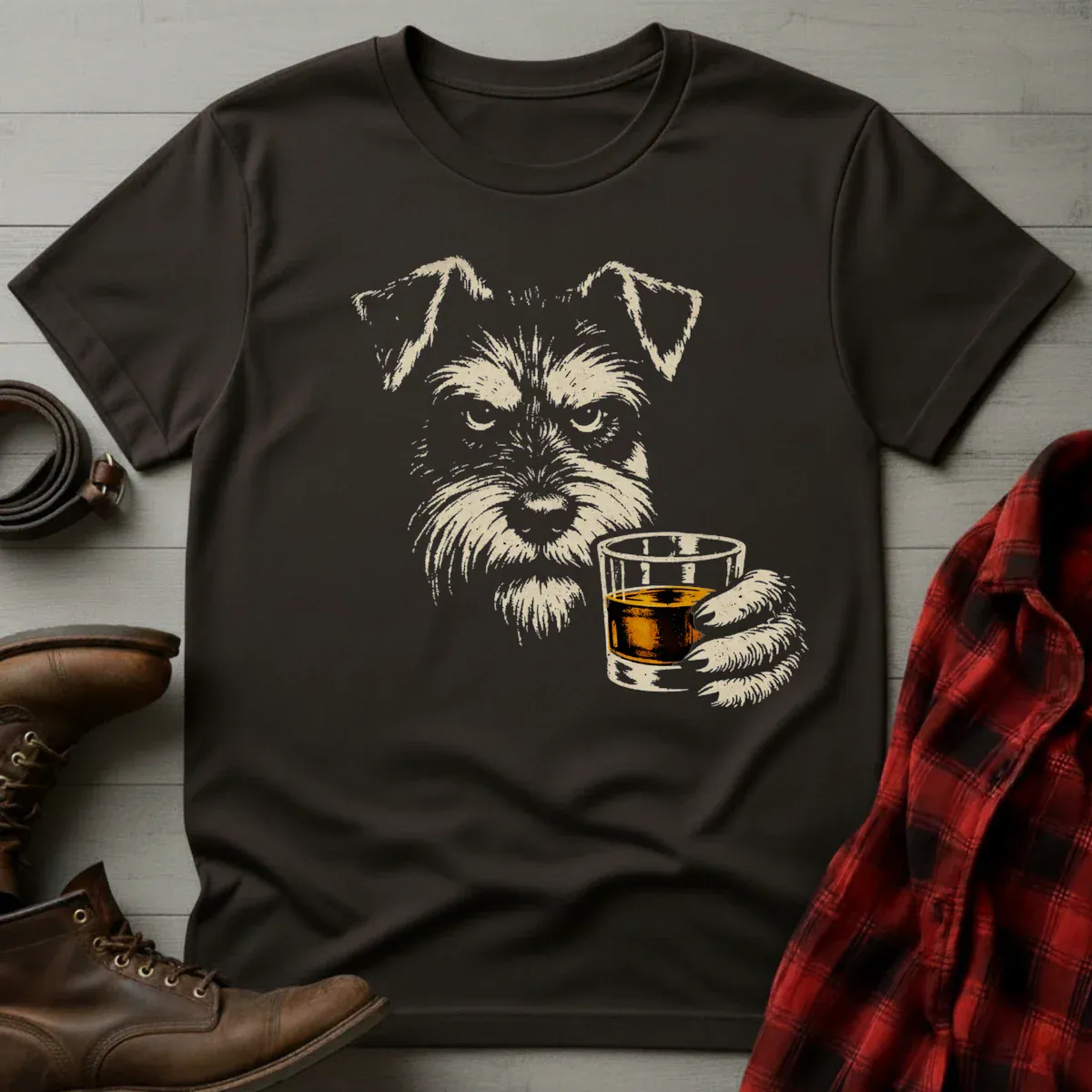 Whiskey Schnauzer Grunge T-Shirt