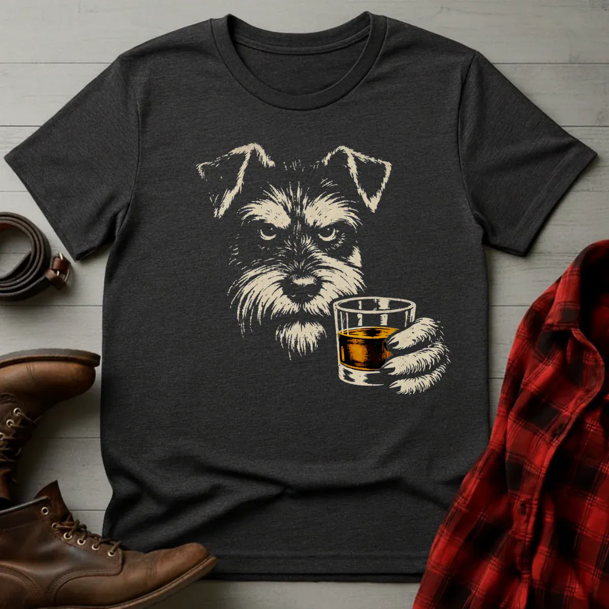 Whiskey Schnauzer Grunge T-Shirt