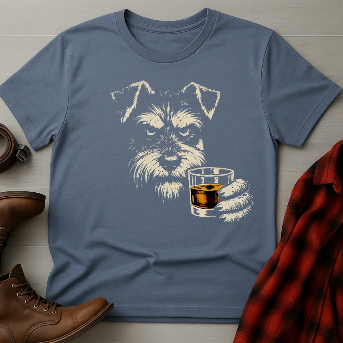 Whiskey Schnauzer Grunge T-Shirt