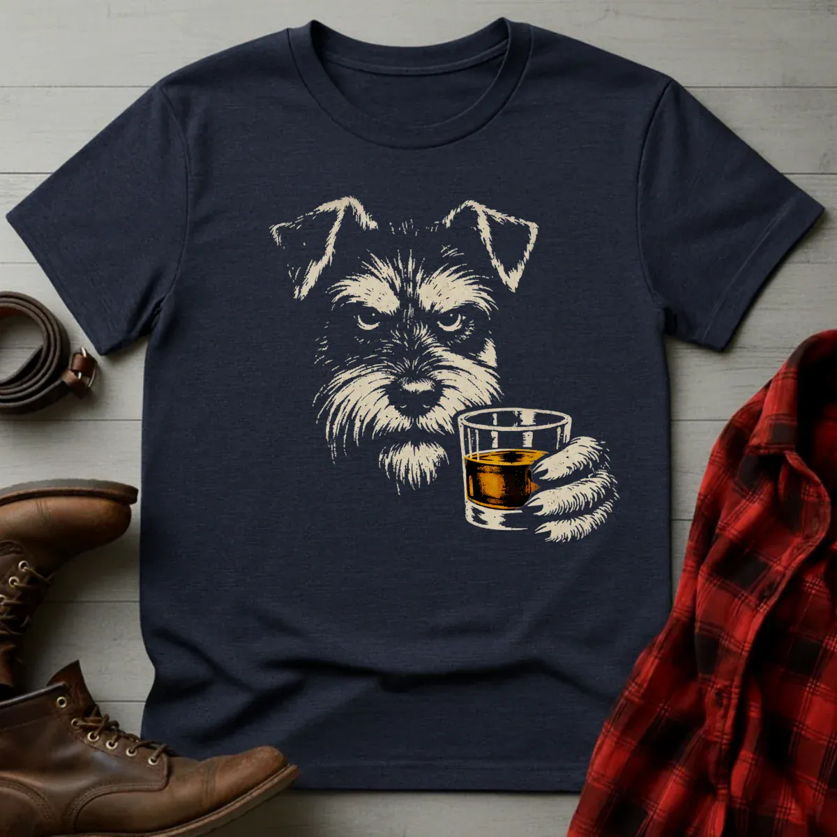 Whiskey Schnauzer Grunge T-Shirt