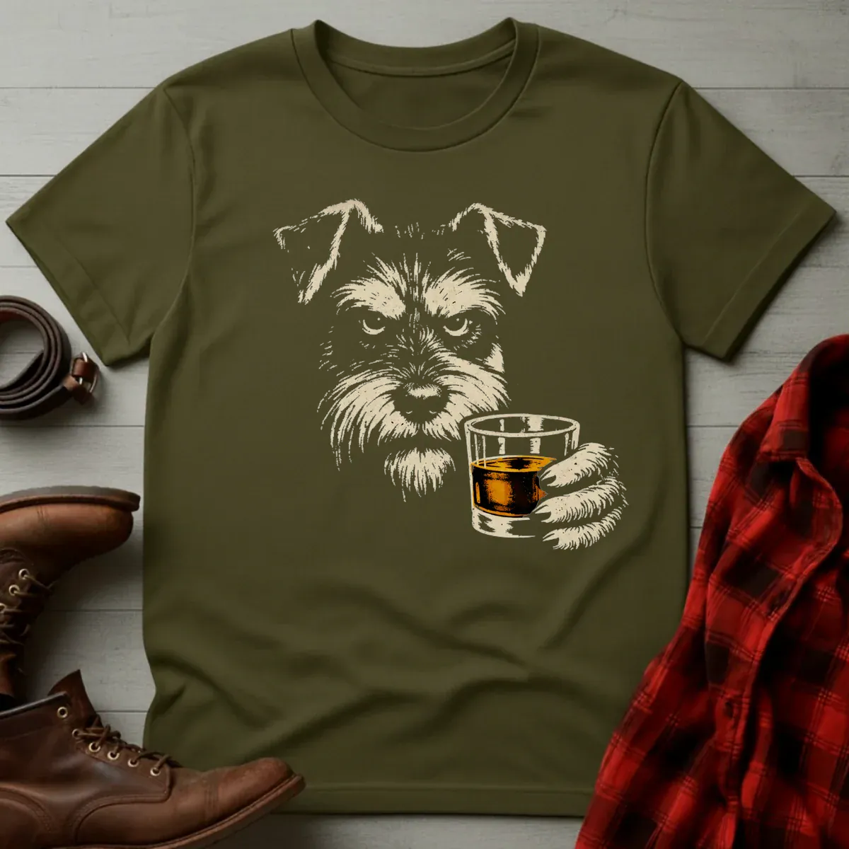 Whiskey Schnauzer Grunge T-Shirt