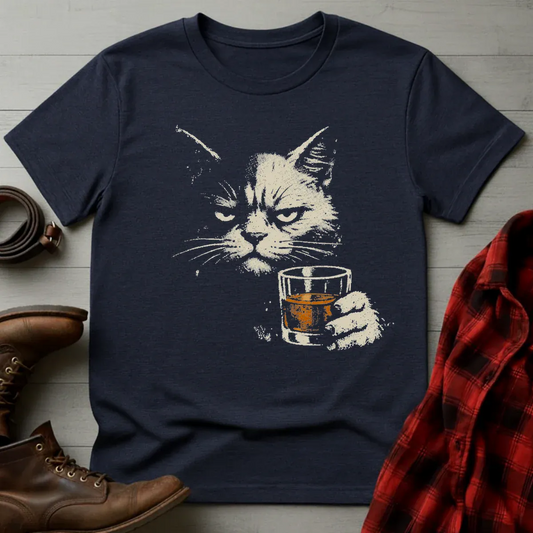 Sourpuss Whiskey Cat Grunge T-Shirt