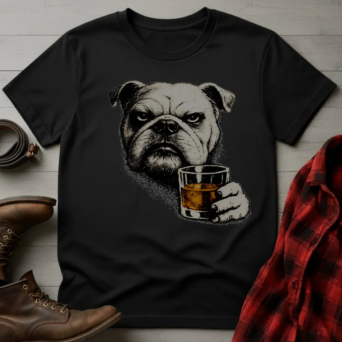 Whiskey Bulldog Grunge T-Shirt