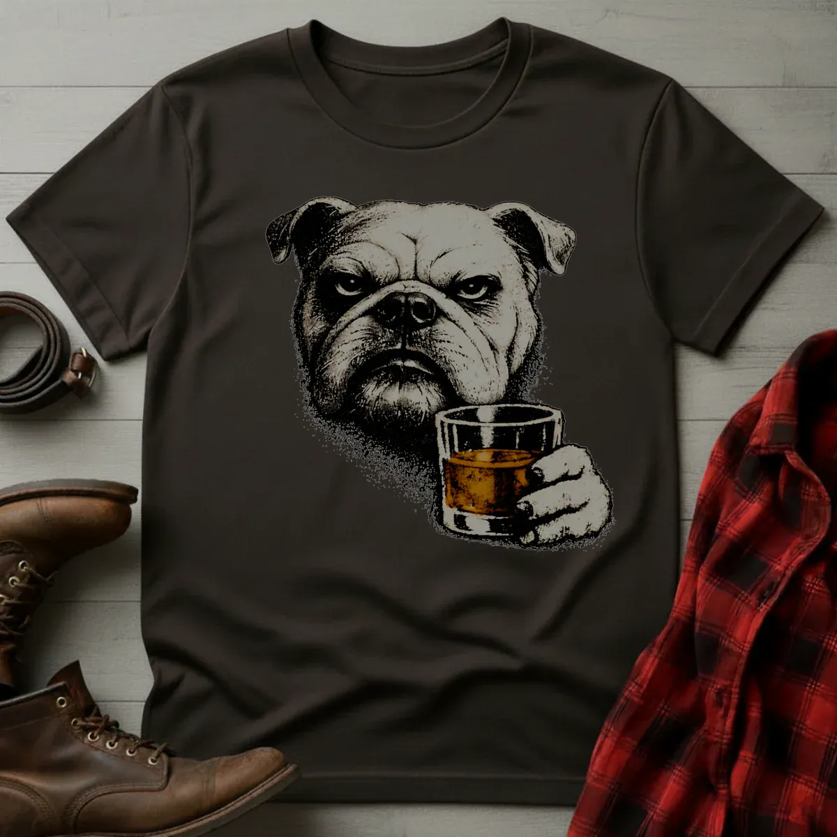Whiskey Bulldog Grunge T-Shirt