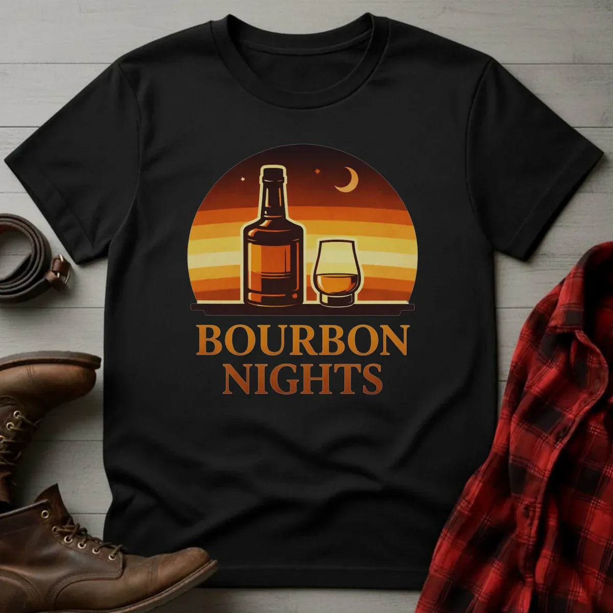 Bourbon Nights Retro Sunset T-Shirt