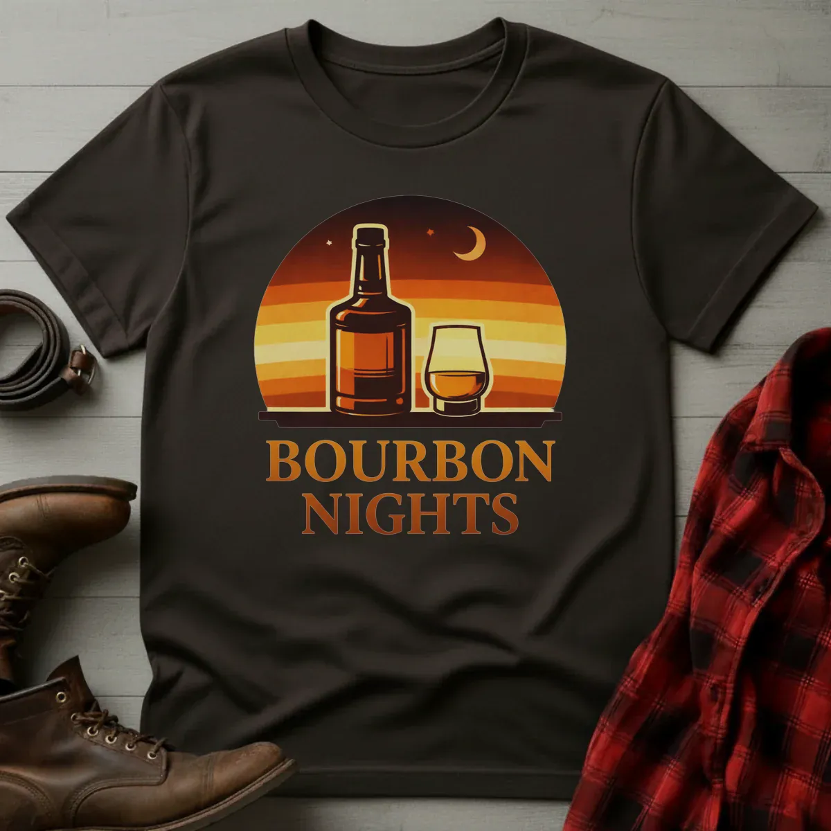 Bourbon Nights Retro Sunset T-Shirt
