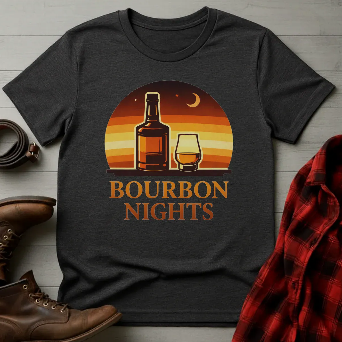 Bourbon Nights Retro Sunset T-Shirt