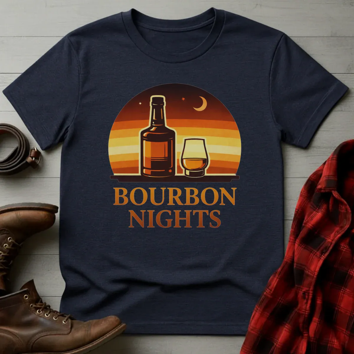 Bourbon Nights Retro Sunset T-Shirt