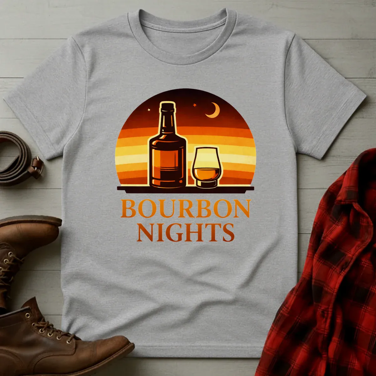 Bourbon Nights Retro Sunset T-Shirt