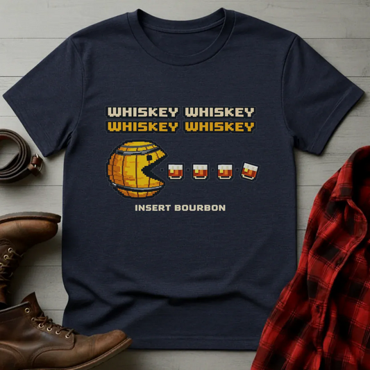 Insert Bourbon Arcade Whiskey Barrel T-Shirt