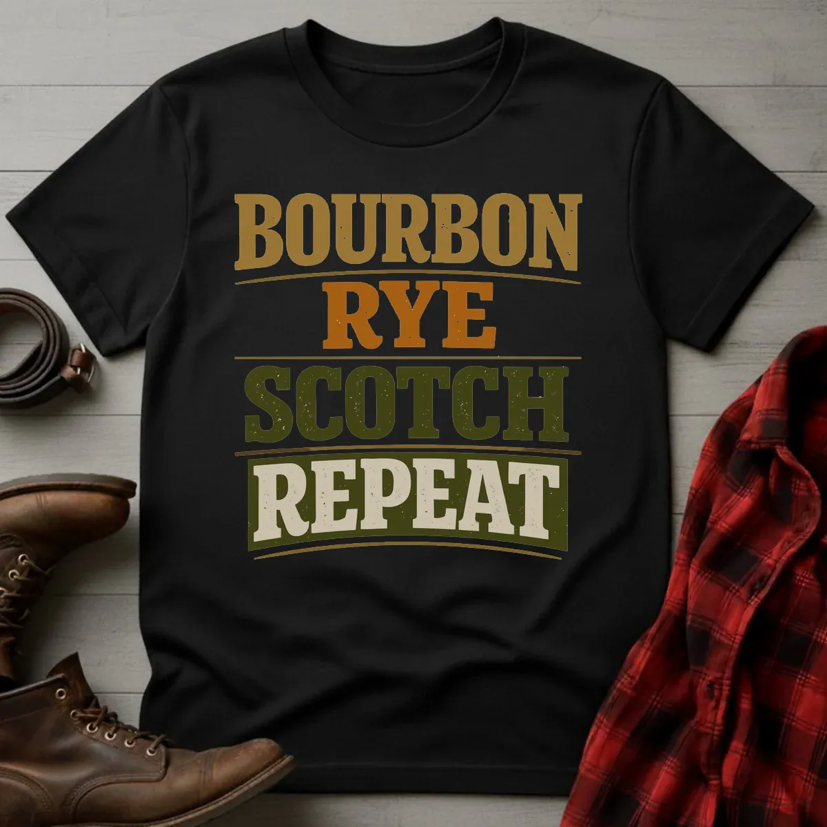 Bourbon Rye Scotch Repeat T-Shirt