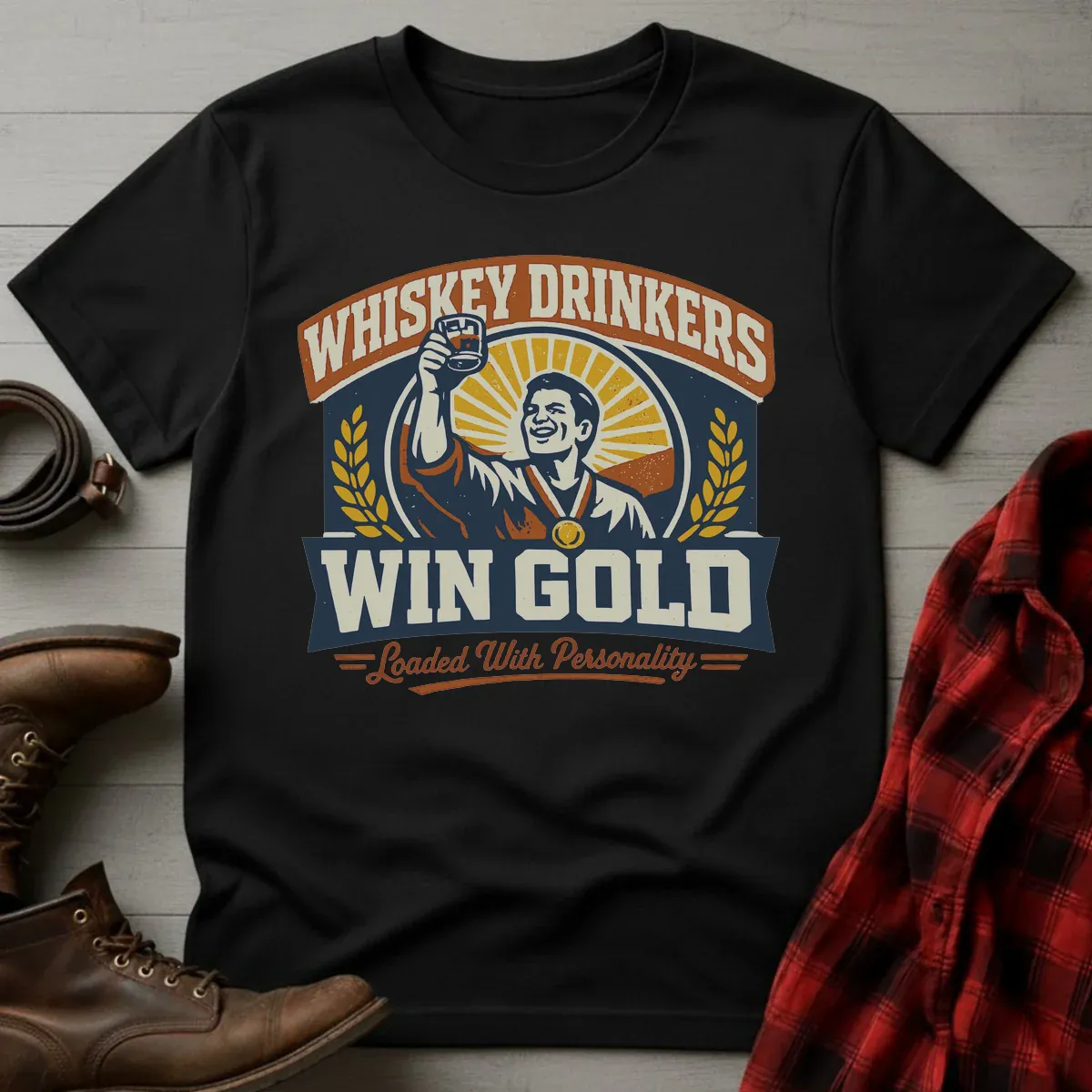 Whiskey Drinkers Win Gold T-Shirt