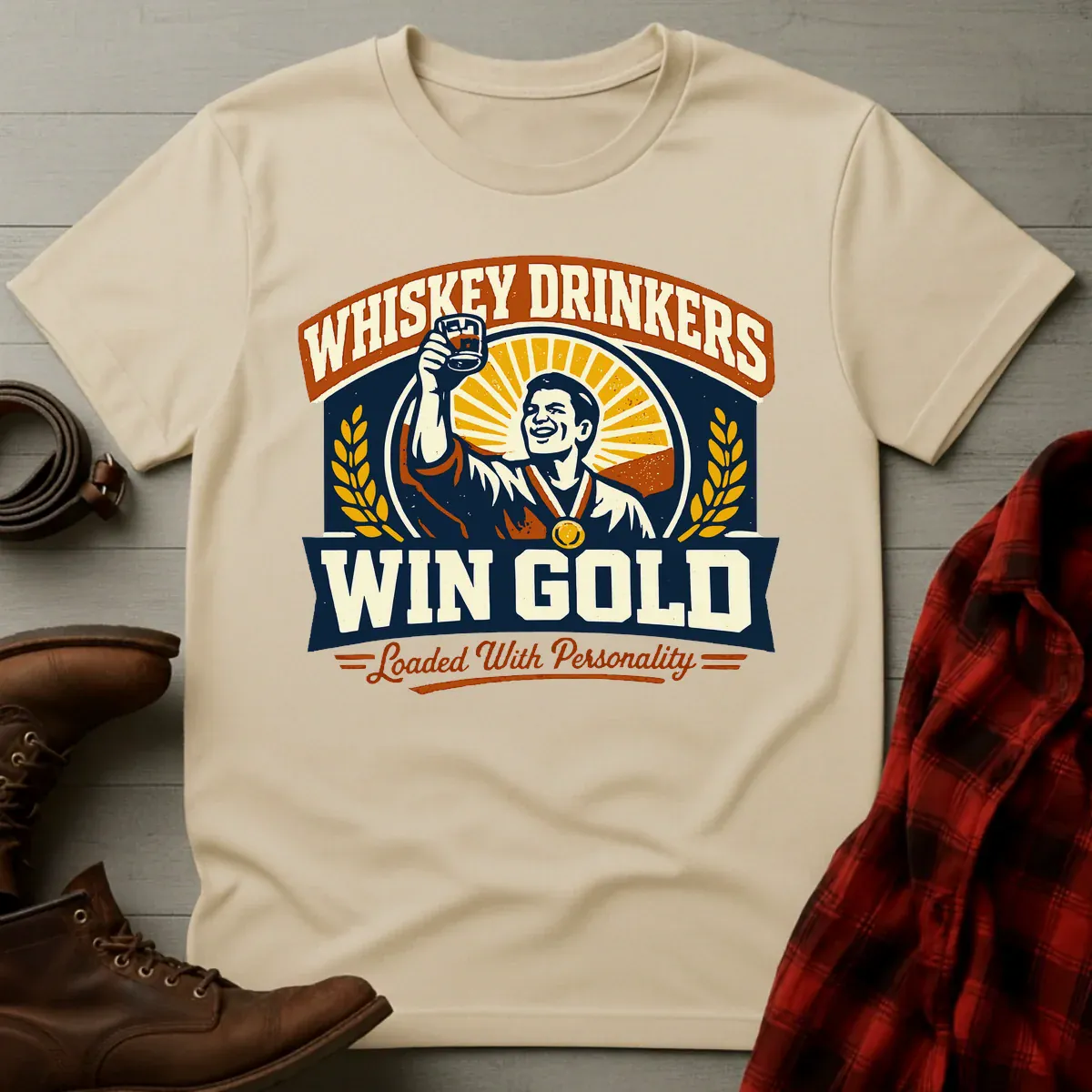 Whiskey Drinkers Win Gold T-Shirt