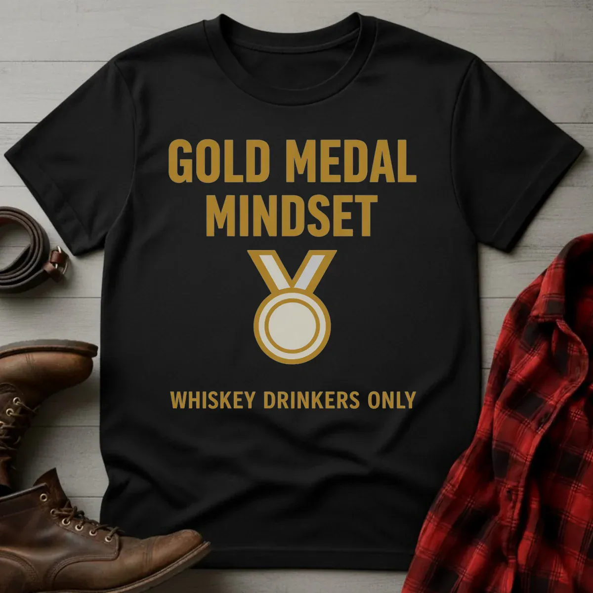 Whiskey Drinkers Gold Medal Mindset T-Shirt