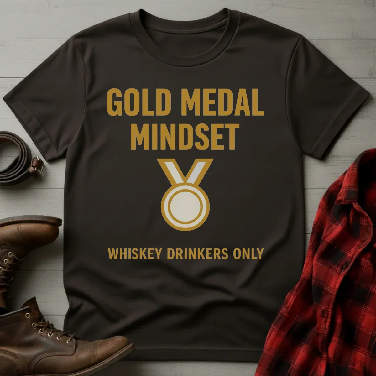 Whiskey Drinkers Gold Medal Mindset T-Shirt