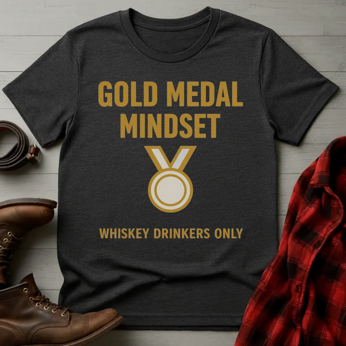Whiskey Drinkers Gold Medal Mindset T-Shirt